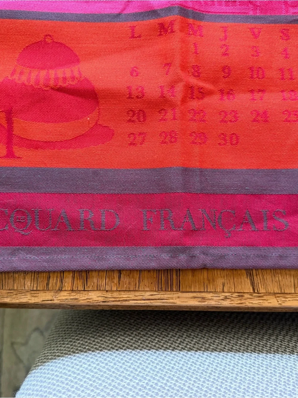 French Kitchen cotton towel Jacquard Francais with 2017 calendar/french images